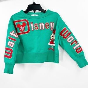 Disney Parks Christmas Minnie Mouse Santa Holiday Jersey Sweatshirt